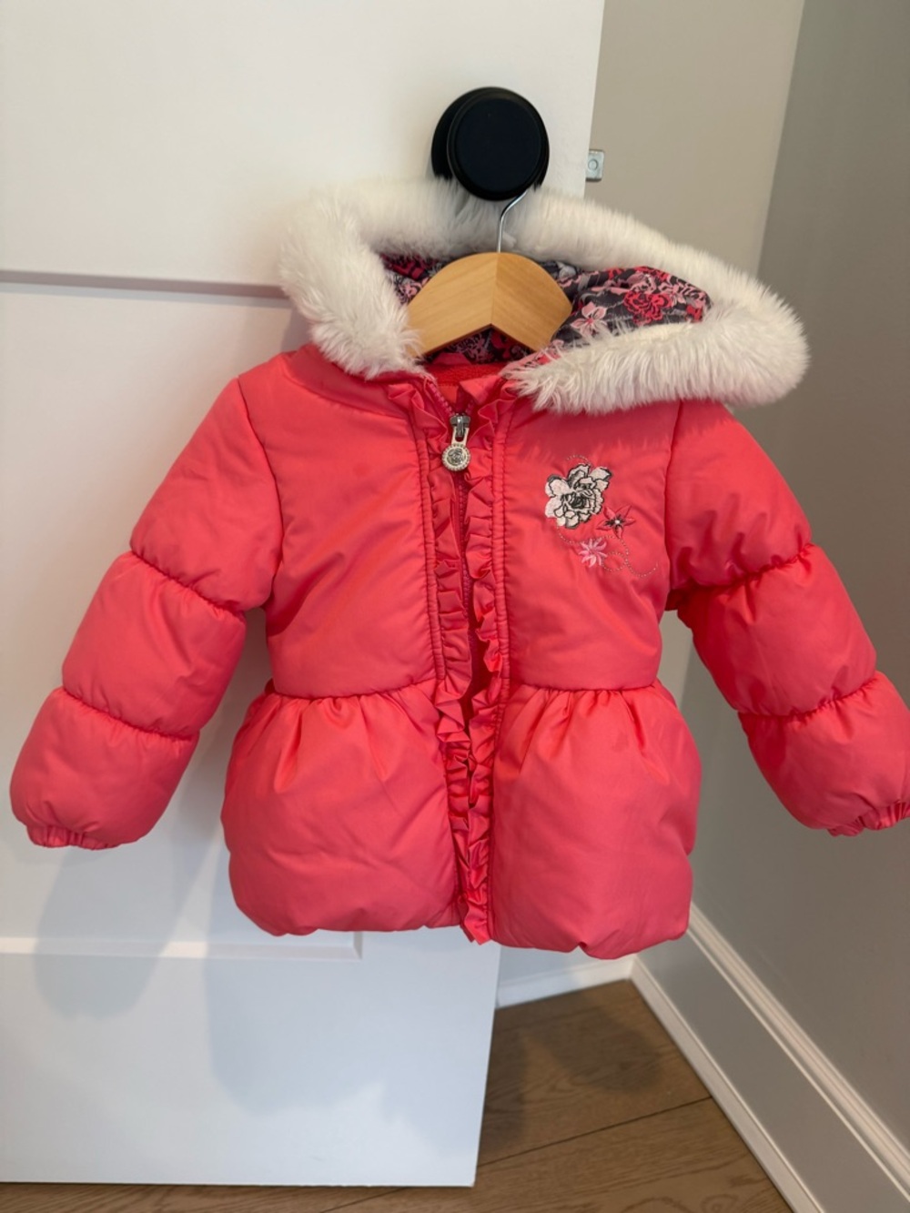 London Fog hooded lined Toddler Girl Jacket 2T pink